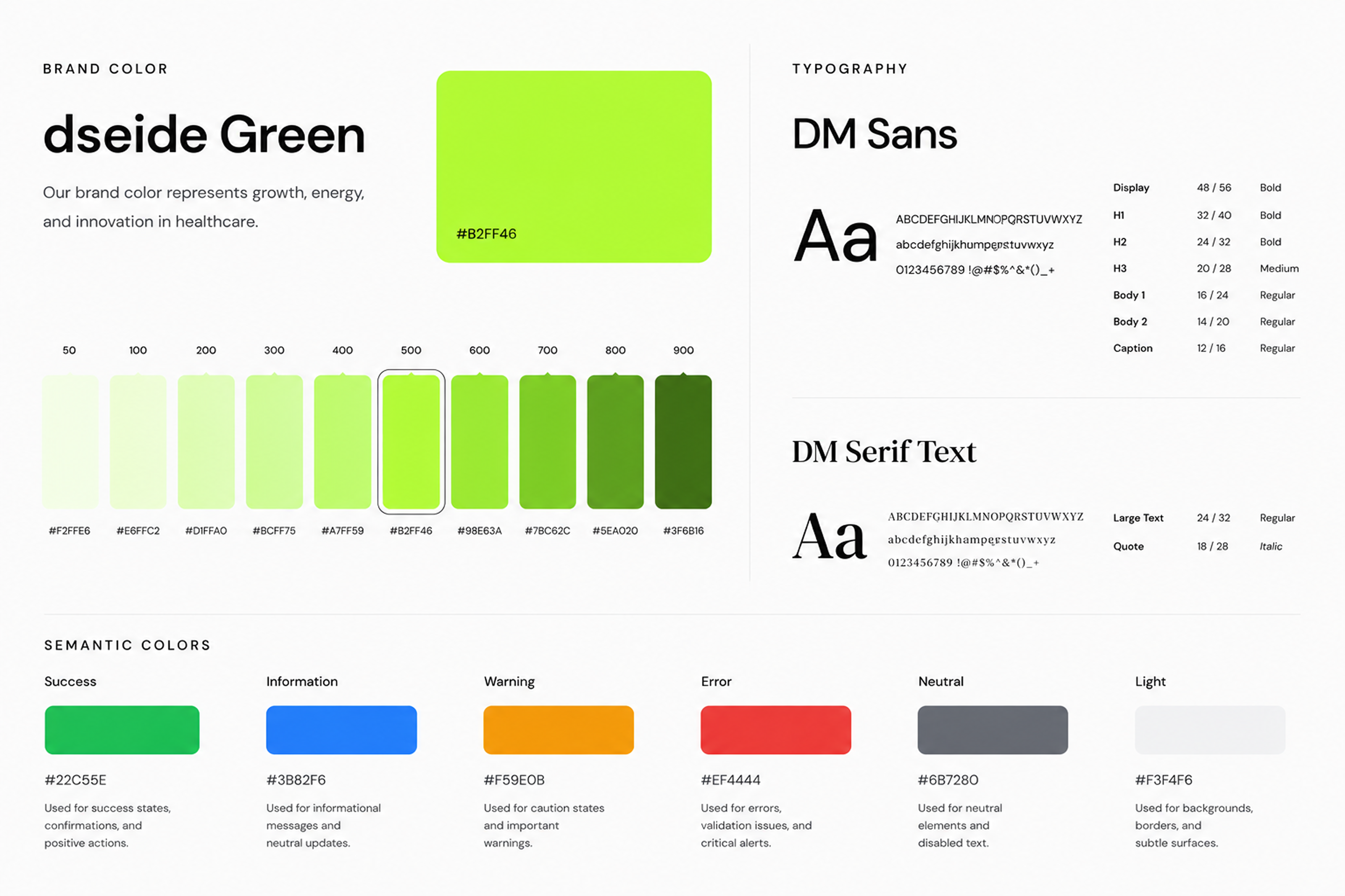 Dseide brand colors, typography, and semantic tokens