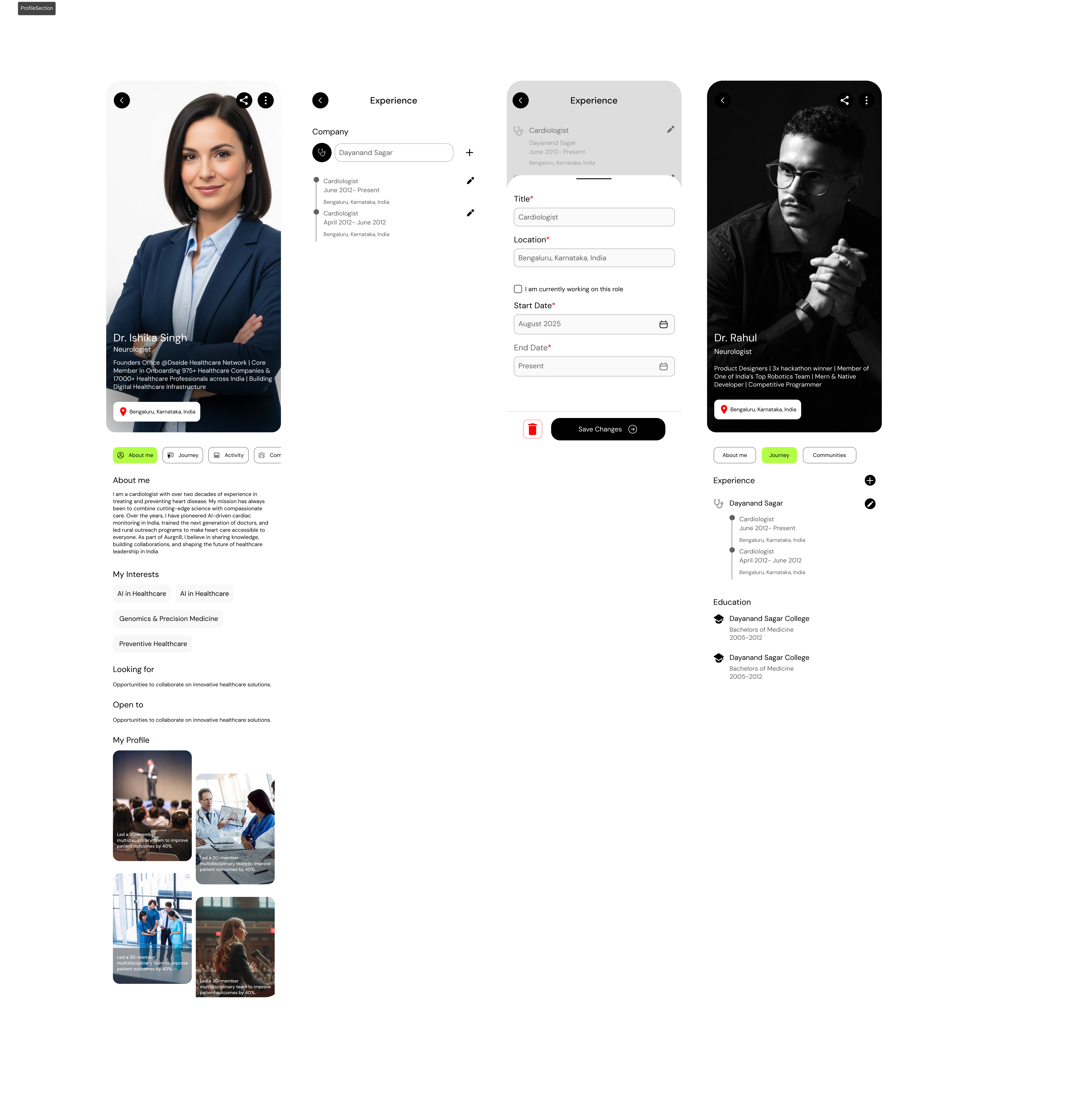 Verified profile, journey, and experience editing flows