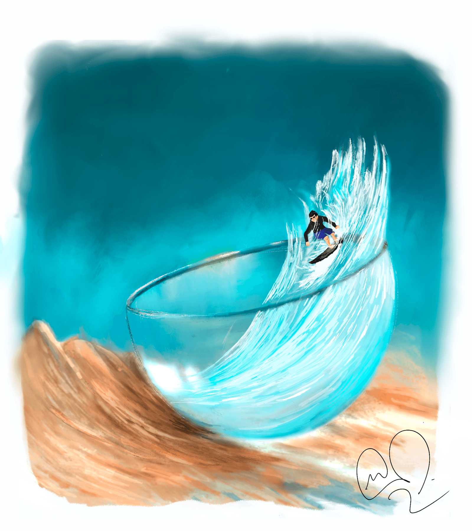 Surfer in bowl